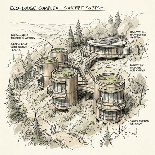 Eco Lodge Architectural Design Sketch