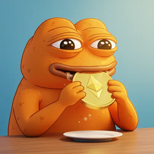 Orange Pepe Eating Ethereum - Fun Meme Art