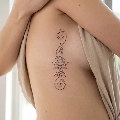 Thai Inspired Wisdom Tattoo Idea | Side Rib Cage Design