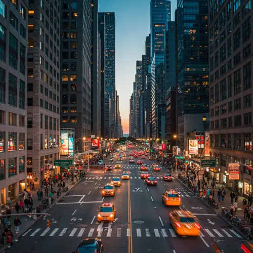 Vibrant Cityscape: Skyscrapers & Crowded Streets