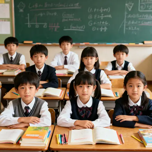 Schoolboys and Schoolgirls in Classroom