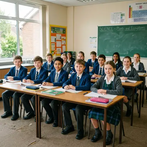 Schoolboys and Schoolgirls in Classroom