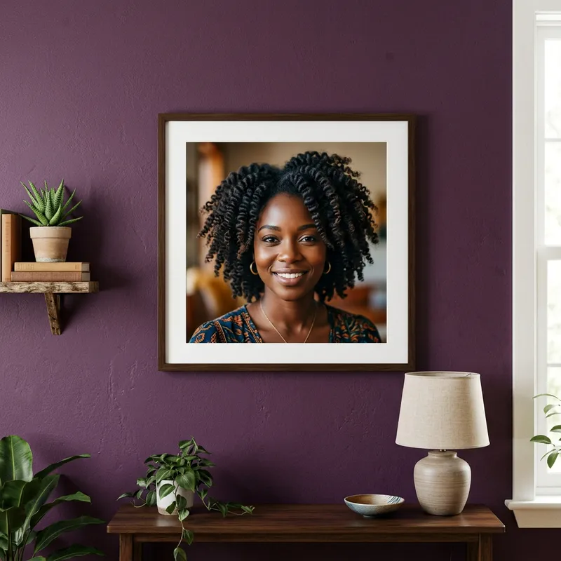 Stunning Portrait of African American Woman on Purple Wall
