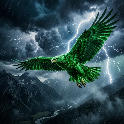 Powerful Eagle in Dramatic Thunderstorm - Nature's Raw Power