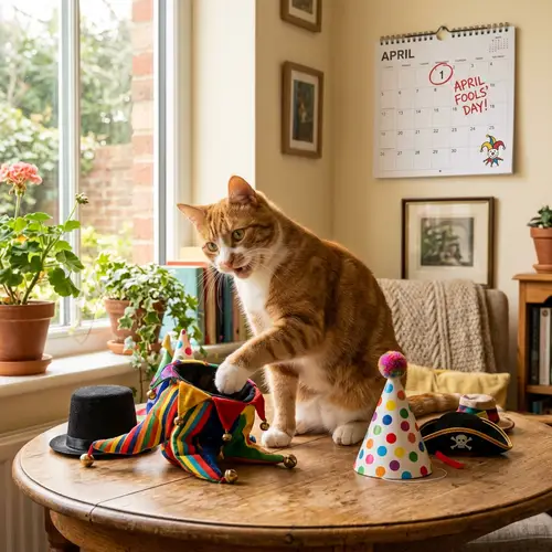 Delightful April 1st Scene with a Playful Tabby Cat