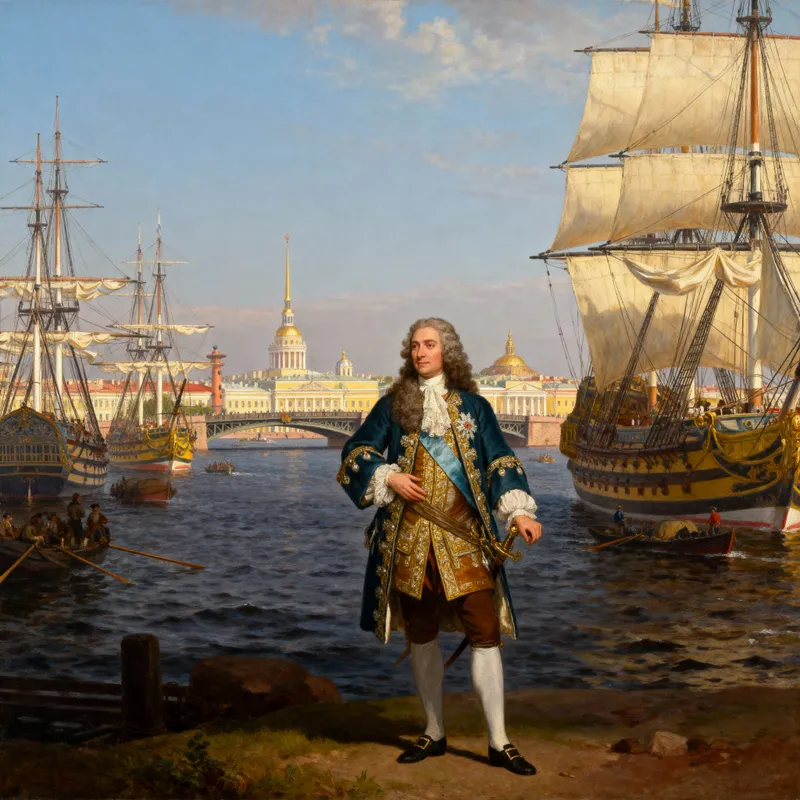 Peter I with St. Petersburg and a Massive Fleet