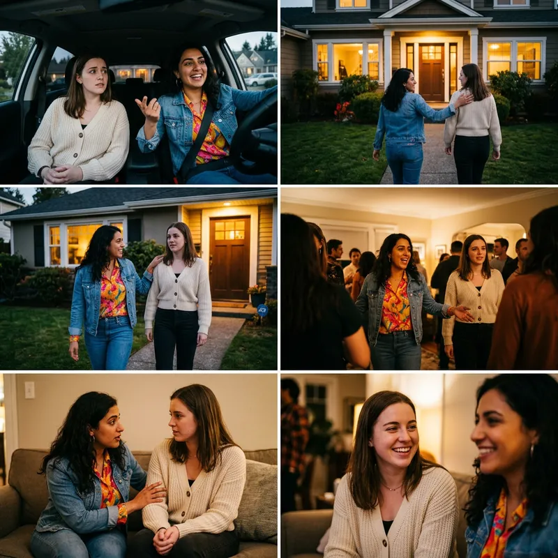 Talia and Nour's Cheerful Reunion at the Party