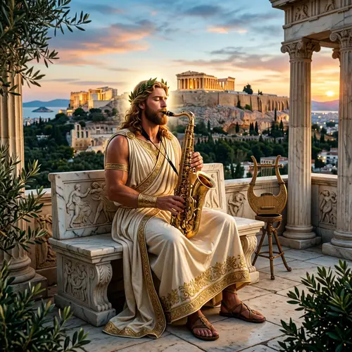 Greek God Playing Saxophone: A Mythical Jazz Fusion
