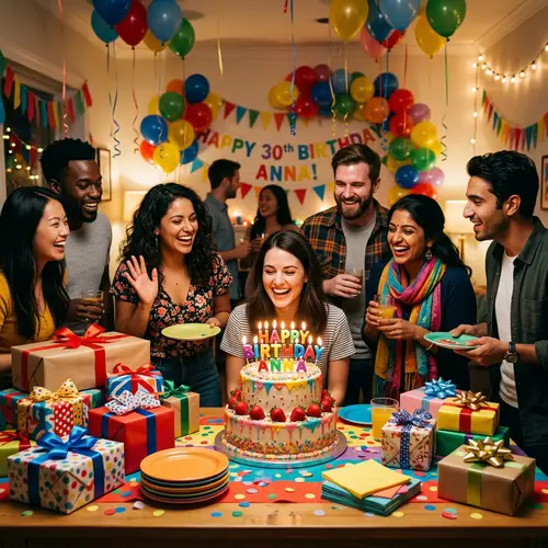 Festive Birthday Celebration with Cake & Gifts