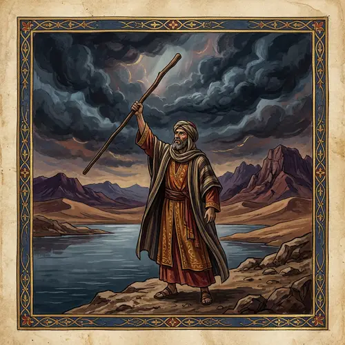 Middle-Eastern Man in Traditional Attire by Water's Edge