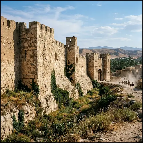 Ancient Wall of Jericho: Weathered Limestone Slabs & Dramatic Shadows