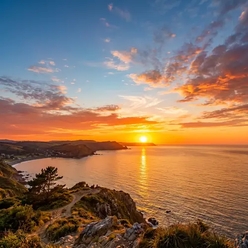 Breathtaking Sunset Scene - Serene Blues to Fiery Reds