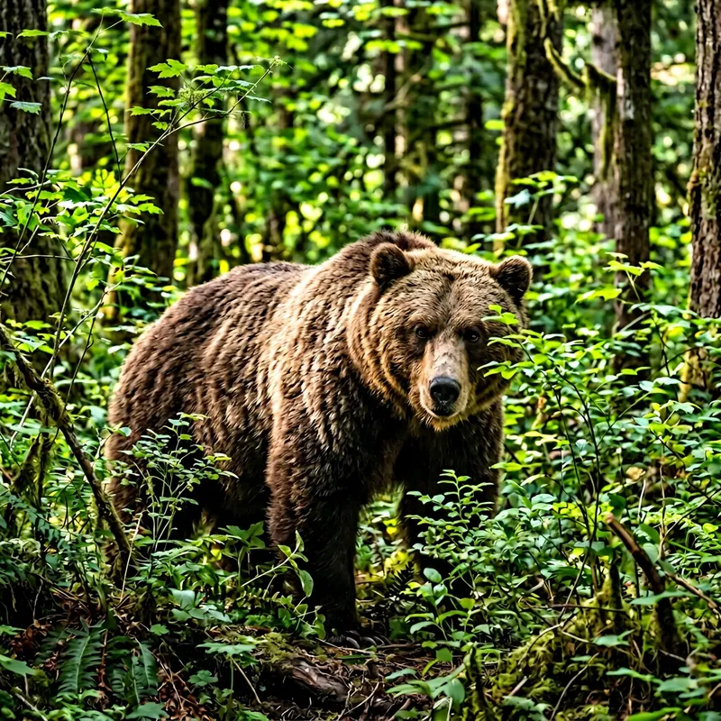 Majestic Brown Bear Amidst Forest | Captivating Wildlife Shot Majestic Brown Bear Amidst Forest | Captivating Wildlife Shot