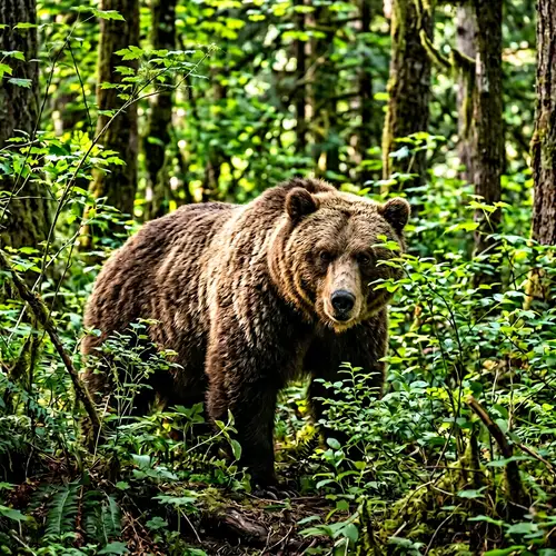 Powerful Brown Bear in Lush Forest | Wildlife Photography