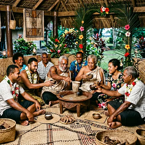 Fijians Drinking Kava Ceremony | Traditional Scene in Fiji