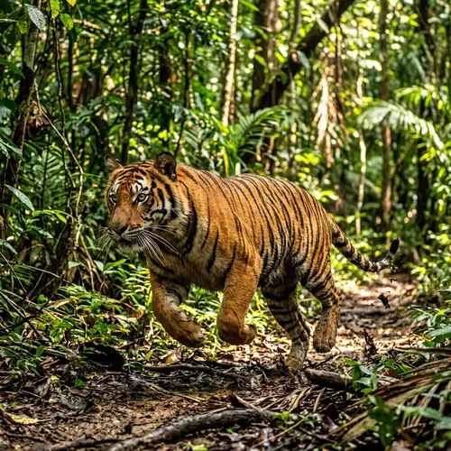 Vibrant Galloping Tiger in Wild Jungle | Stunning Wildlife Image