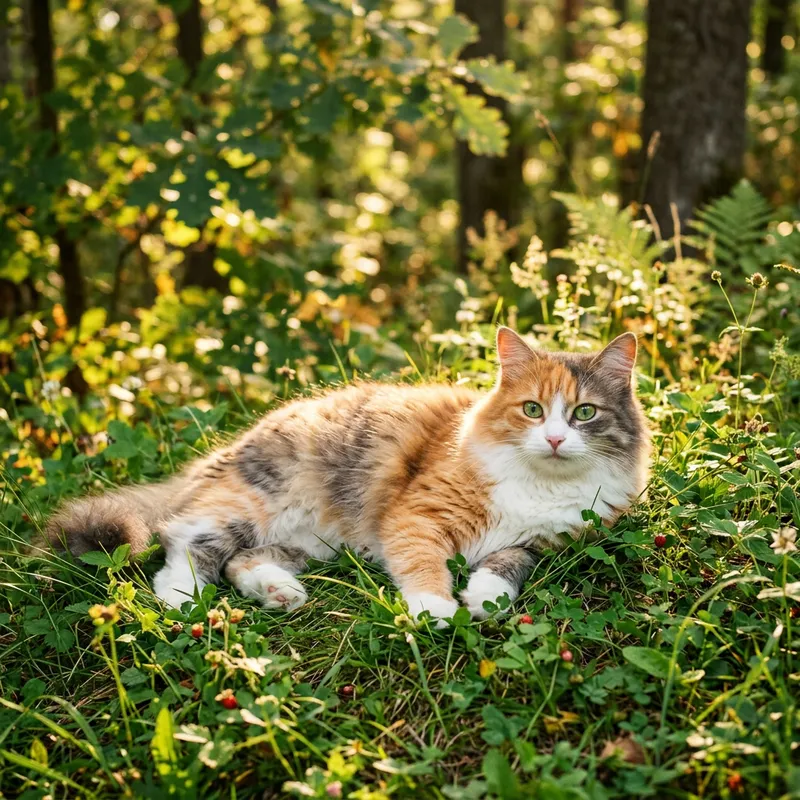 Majestic Cat in Enchanted Forest | Stunning Image