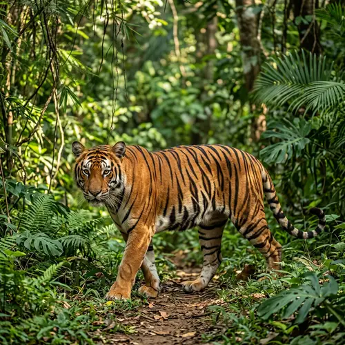 Majestic Tiger in the Wild: Vibrant Colors & Fierce Pose