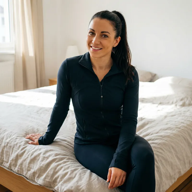 Gorgeous German Woman on Bed - Athletic Beauty