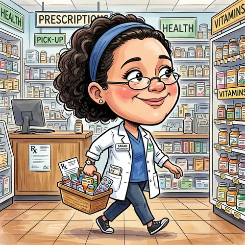 Lady Pharmacist Caricature – Unique Art Illustration