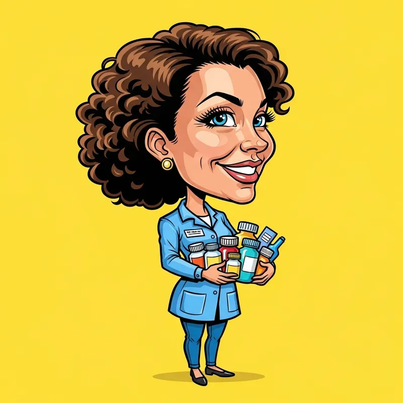 Lady Pharmacist Caricature – Unique Art Illustration