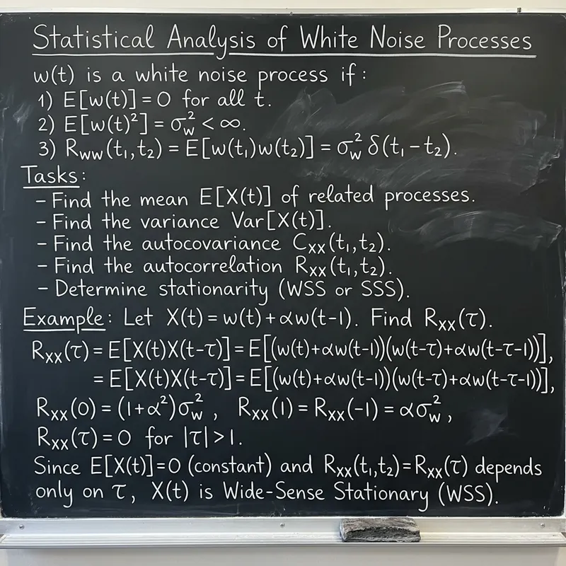 White Noise Processes: Mean, Variance, Autocovariance, Autocorrelation | Statistical Analysis