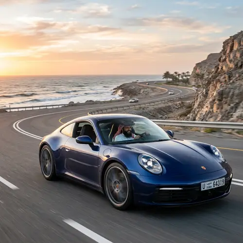 Sleek Porsche 911 Sports Car on the Road