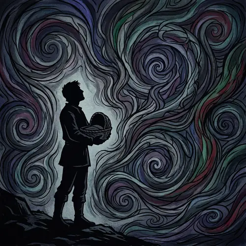 Silhouetted Figure Desiring Parenthood in Fantastical World