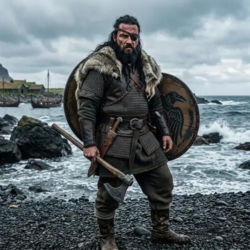 Rugged Viking Warrior with Eye Patch