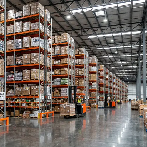Spacious Warehouse Interior with MHE Shelves