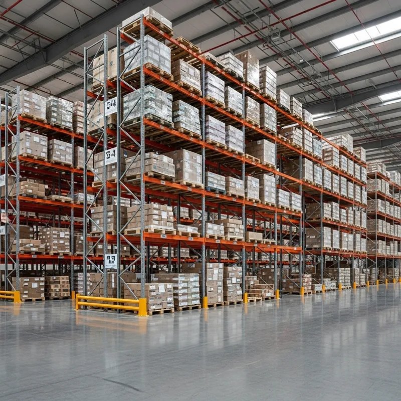 Spacious Warehouse Interior with MHE Shelves Spacious Warehouse Interior with MHE Shelves