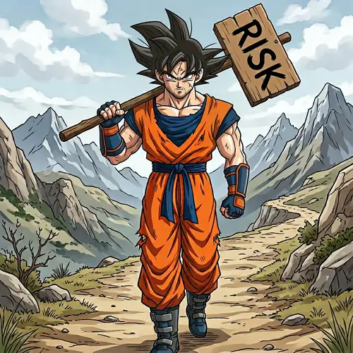 Anime-Style Character Carrying Risk Sign