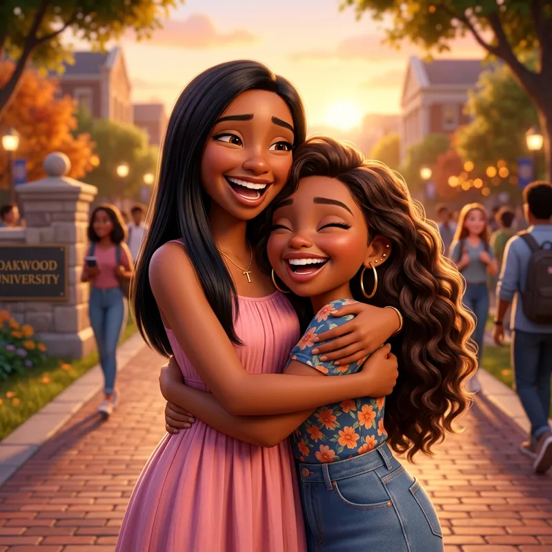 Pixar-Style Image of Two Girls Embracing