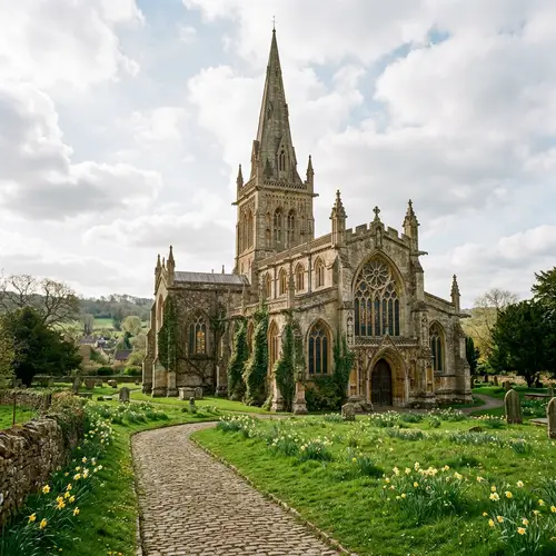 Majestic Gothic-Style Church in Peaceful Countryside