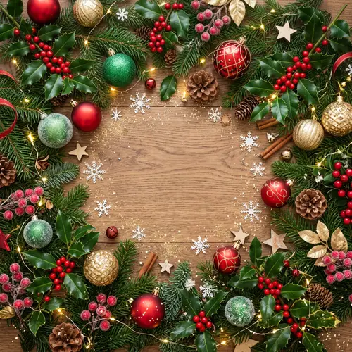 Festive Christmas-themed Background with Holiday Symbols