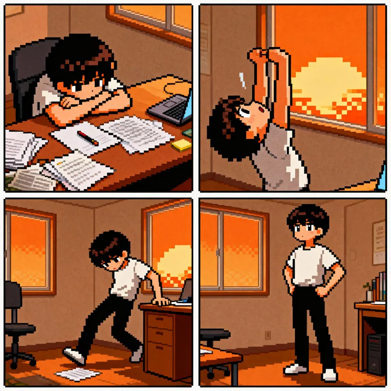 Pixel Art Mangaka Animation Frames Series
