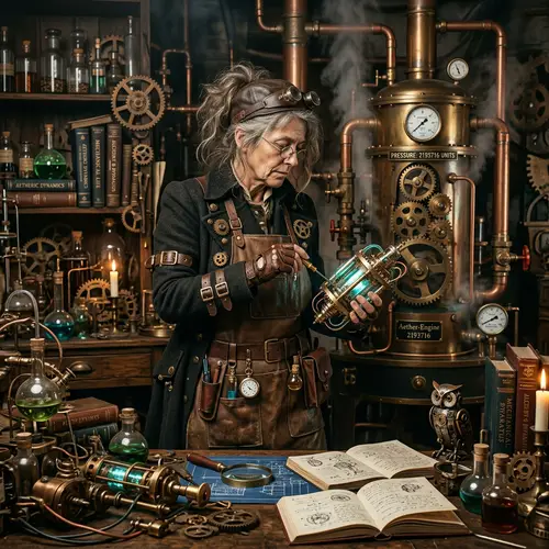 Enigmatic Steampunk Scientist - A Unique Vision