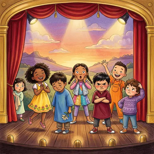 Emotionally Expressive Children on Theater Stage
