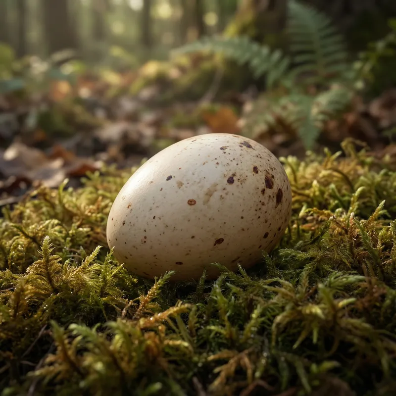 Perfectly Smooth Speckled Egg in Moss Close-Up
