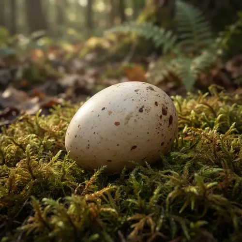 Perfectly Smooth Speckled Egg in Moss Close-Up
