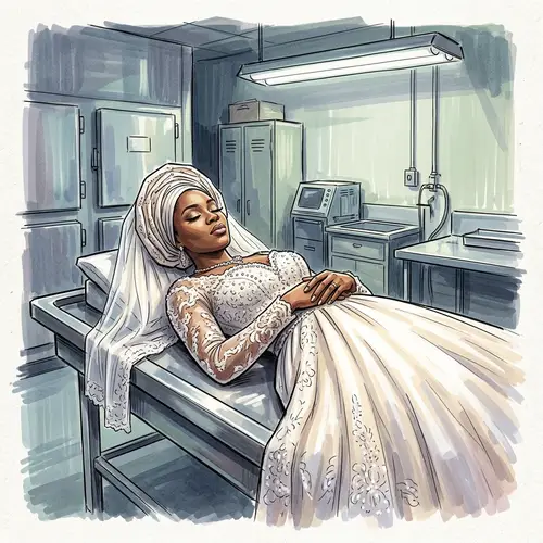 African Bride Marker Art in Morgue - Emotive Illustration