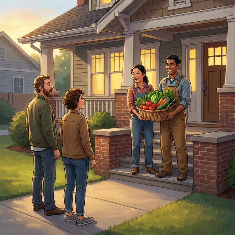 Generous Couple Sharing Fresh Produce | Kind Neighborhood Gesture