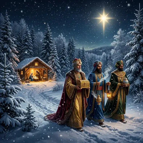 Wise Men of the World - Three Kings with Gold, Frankincense, Myrrh