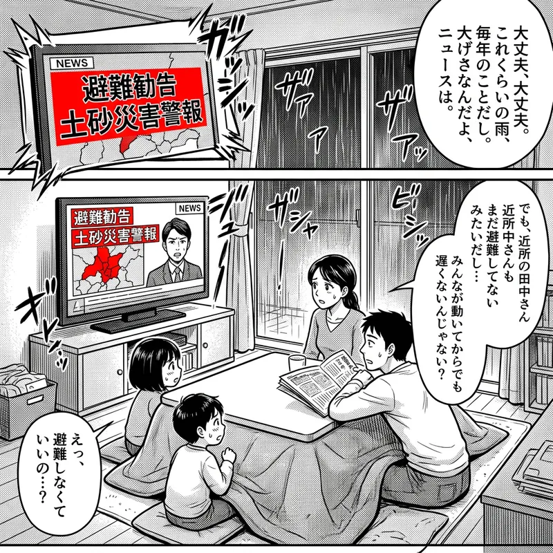 Japanese Manga: Family TV Viewing in Rainstorm Drama