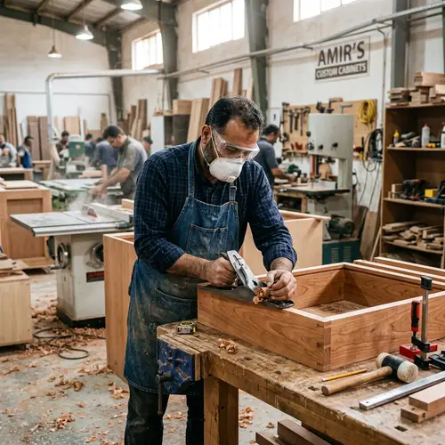 Expert Middle-Eastern Cabinet Maker Crafting Modern Kitchen Cabinet