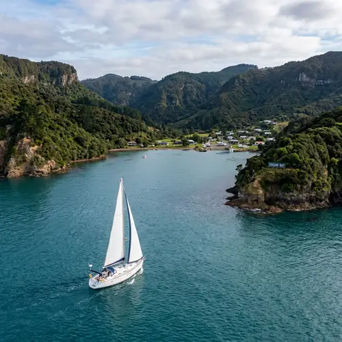 Sailing Boat Navigating Hooumi Bay