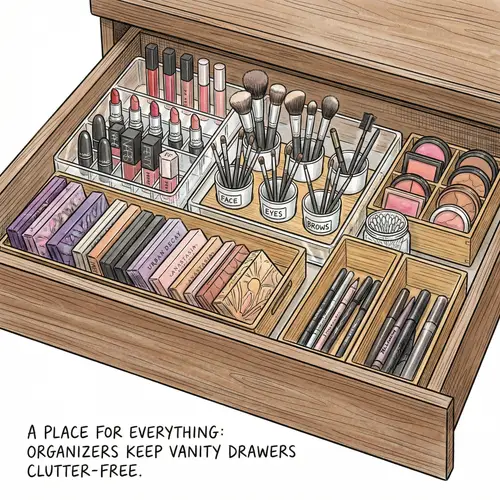 Organize Makeup Products in Vanity Drawers with Drawer Dividers