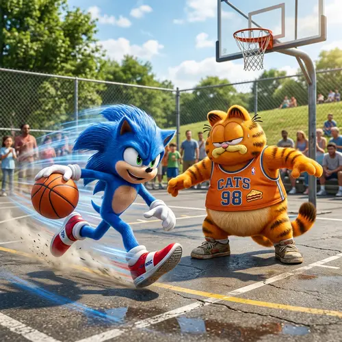 Speed vs. Laziness: Hedgehog and Cat Basketball Showdown