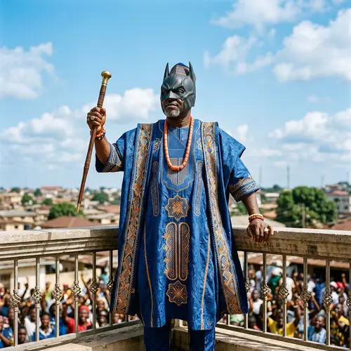 African Politician in Superhero Mask | Unique Image