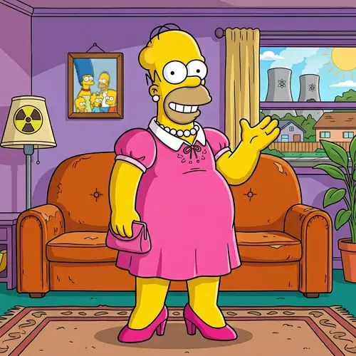 Feminine Version of Iconic Cartoon Character in Pink Dress